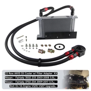 22 Row Oil Cooler Kit for Nissan 350Z 2003-2008 370Z 2009-2017 Non-Thermostatic - Picture 1 of 9