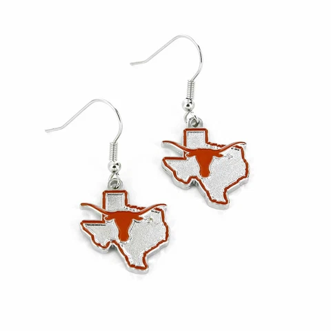 Texas Longhorns State Design NCAA Silver Dangle Earrings Hypo-Allergenic Cover