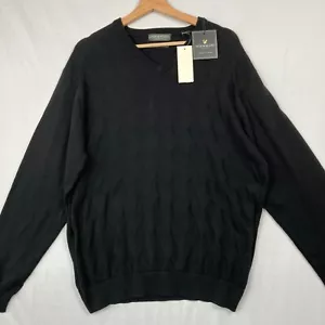 NWT Lyle & Scott Scotland Men's V-neck Combed Cotton Scottish Argyle Sweater L - Picture 1 of 8
