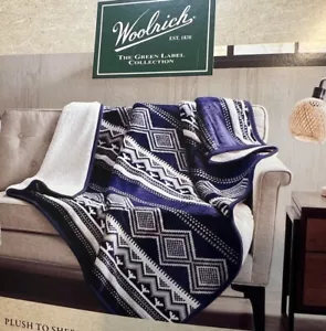 Woolrich Plush Sherpa Blanket, NEW, 60" X 70", Aztec Boho Bohemian - Picture 1 of 10