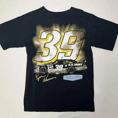 Camisa De Colección NASCAR Ryan Newman Ejército de Estados Unidos Para Hombres Mediana Negra Doble Cara Carreras Foto 1 de 3