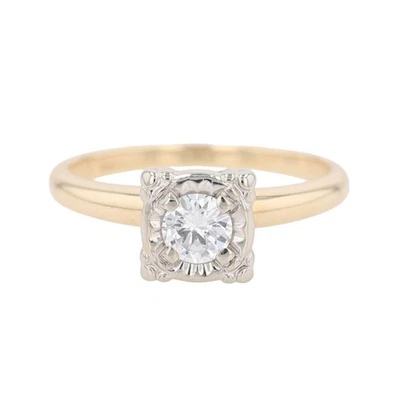 .30ct Round Cut Diamond Solitaire Engagement Ring 14k Multi-Tone Gold Size 5 - Image 1 of 4