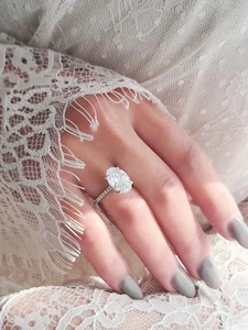 950 Platin Diamant Verlobungsring 3,60 ct Ovalschliff IGI-zertifiziert im... - Imagen 1 de 12