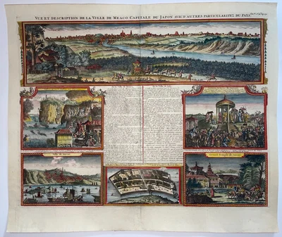 JAPÓN KYOTO TOKYO 1719 HENRI CHATELAIN GRAN VISTA ANTIGUA SIGLO XVIII Foto 1 de 4