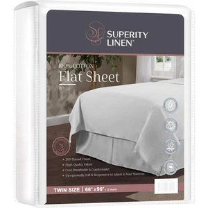 Twin Size Flat Sheet for Bed - 100% Cotton - Durable and Comfortable with 200... - Picture 1 of 7