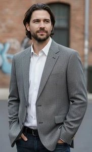 Hugo Boss Corleone Herren 42 L Blazer 100% Schurwolle Struktur Hahnentritt - Bild 1 von 15