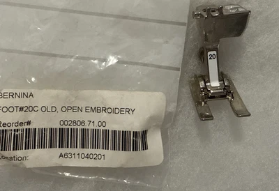 New Genuine Bernina Open Toe Embroidery/Applique Foot #20C 9mm 1630 - Old Style - Image 1 of 2