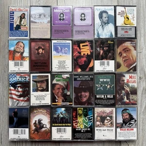 24x OUTLAW COUNTRY Cassette Tape Lot: RARE Waylon Johnny Cash Hank Williams Jr - Picture 1 of 3