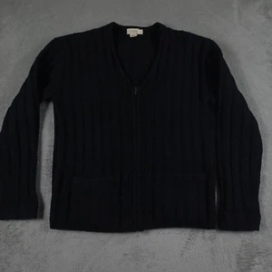 Vintage J Crew Sweater Womens Small Wool Full Zip Ribbed Pockets Hong Kong 90s - Picture 1 of 7