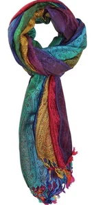 Ted & Jack - Luxe Jewel Tones Multicolor Pashmina, Rainbow Hues, One Size - Picture 1 of 4