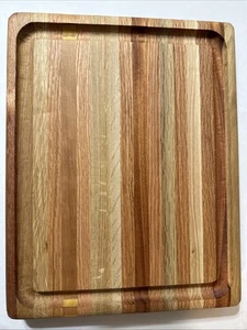 Tabla de cortar especies de madera dura de grano borde con ranura para jugo - Imagen 1 de 14