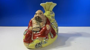Antike japanische Kutani Hotei Buddha Figur Vase 3,3/4" Weisheit, Glück - Bild 1 von 9