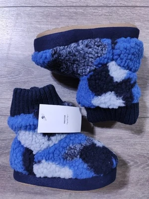 Lands End Boot Slippers Toddler Boys Size 5 Blue Camo Fuzzy House Shoes - Image 1 of 4