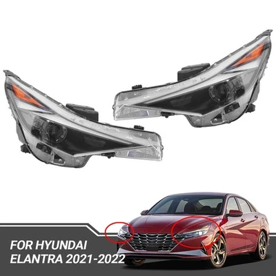 Headlights For 2021 2022 Hyundai Elantra Sedan Haloge w/ LED Left Right 2pc Pair - Image 1 of 4