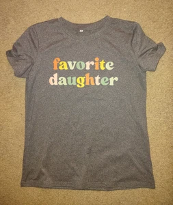 Womans Dark Gray Short Sleeve T-shirt with Favorite Daughter Size Small - Picture 1 of 2