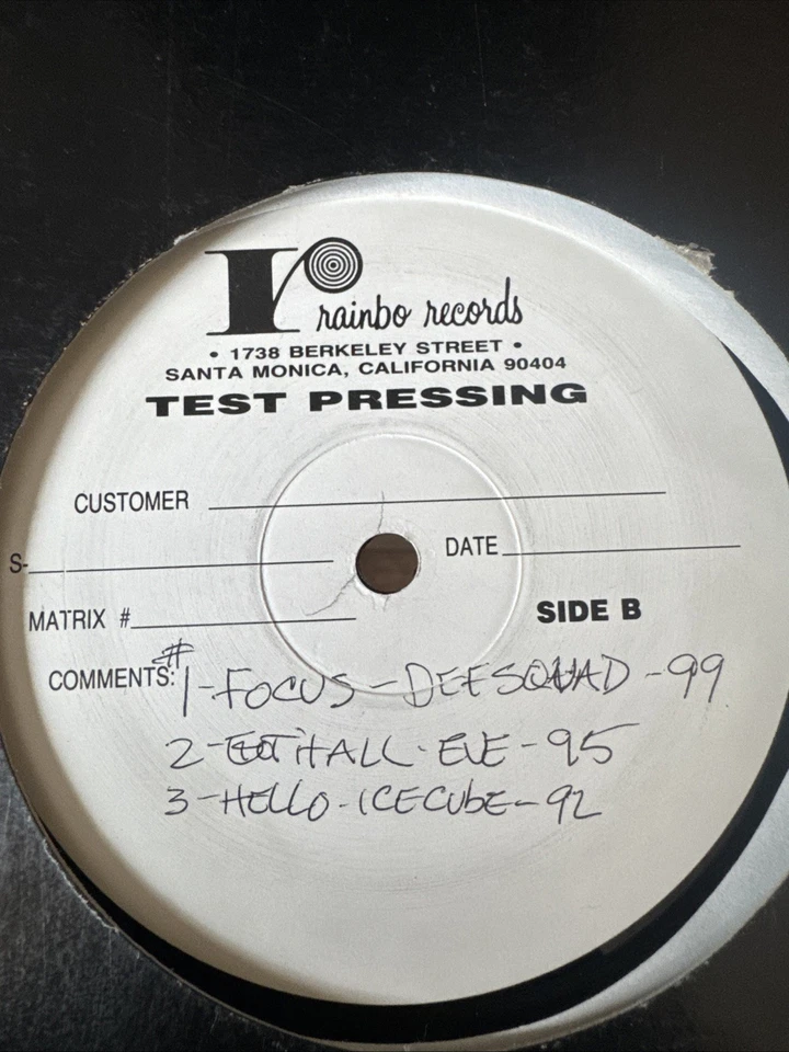 Rainbo records, test, pressing, 12” TEST PRESS Vinyl Ice Cube Phattraxx Vol 1 - Image 1 of 4