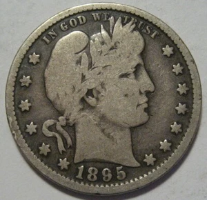 = 1895-S VG++ BARBER Quarter, Nice Original Coin, FREE Shipping - Picture 1 of 2