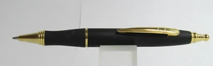 TERZETTI "DOME" Metal Large Heavy Click Top Ballpoint Pen BLACK/GT- Velvet Pouch - Picture 1 of 1