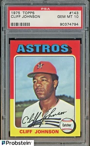 1975 Topps #143 Cliff Johnson Houston Astros PSA 10 GEM MINT POP 1 - Picture 1 of 2