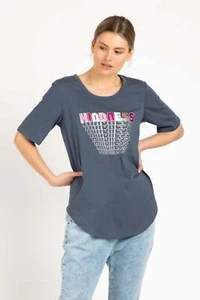 Betty Basics Ariana Tee in Grey - Kindness Print - Picture 1 of 11