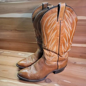 Stivali Imperiali Uomo 9.5 D Cowboy Pelle Marrone Western Invecchiato Vintage M 137 - Foto 1 di 14