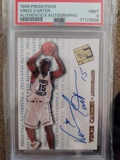 1998 Press Pass Vince Carter Authentics Autographs PSA 9 AUTO ROOKIE CARD!!
