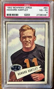 1952 BOWMAN LARGE # 64 HOWARD HARTLEY SP PSA 4 VG-EX Looks Nicer - Picture 1 of 2