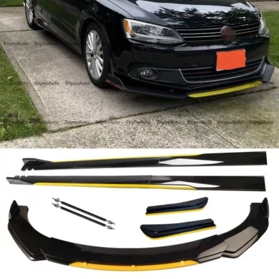 Front Bumper Lip 86" Side Skirt Black Yellow For Volkswagen Golf MK5 MK6 MK7 - Image 1 of 4