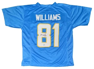 MIKE WILLIAMS SIGNED LOS ANGELES CHARGERS #81 POWDER BLUE JERSEY BECKETT - Picture 1 of 1