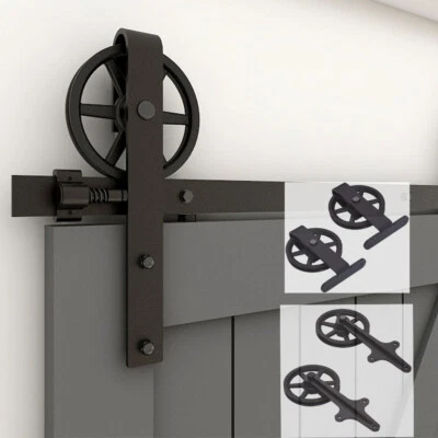 CCJH 4-20FT Sliding Barn Door Hardware Basic Black Roller Kit Single/Double Door - Изображение 1 из 4