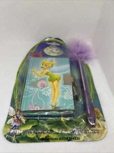 Disney Fairies Tinker Bell Notepad Diary Locked Pen Oldstock New - Picture 1 of 7