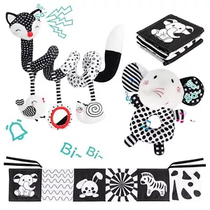 3 Pcs Car Seat Toys for Babies 0-6 Months,Black and White Baby Hanging Rattle... - Picture 1 of 7
