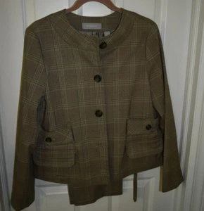 Liz Claiborne Audra~Size 10~ Women's 2 Piece Pant Suit Tan Plaid - Picture 1 of 14