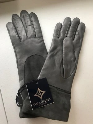 Gala Italian Leather Gloves Size 7.5 Color Grey/Gray D438NRO NWT - Image 1 of 4