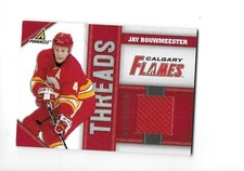 2010-11    Jay Bouwmeester, Pinnacle Threads, Swatch, Numbered 127/499 