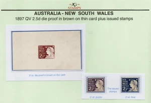 1897 QV Australia 2½d Die Proof in Brown on thin card plus issued stamps (1149) - Picture 1 of 1