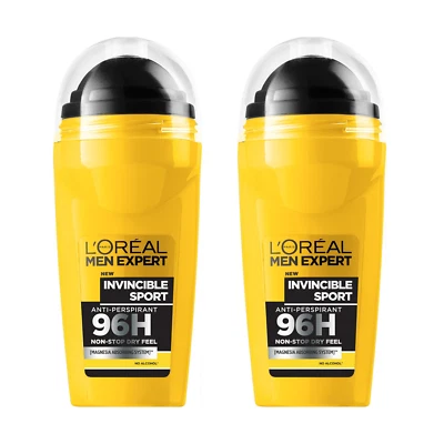x2 L'Oreal Men Expert Invincible Sport - Anti-Perspirant Deodorant Roll-On 50ml - Image 1 of 2