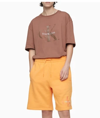 Calvin Klein гордость расслабленный крой монограмма логотип Crewneck футболка, Aztec, Sz L - Изображение 1 из 4