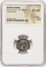 Roman 193-211 AD Septimius Severus AR Denarius Silver NGC Choice VF Very Fine