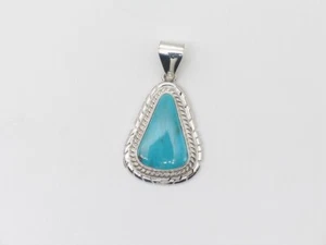 Native American Sterling Silver & Turquoise Navajo Handmade Pendant - Picture 1 of 7