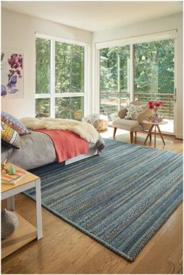 Capel Rugs Harborview Cross Sewn Wool Blend Slate & Blue Country Braided Rug