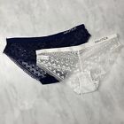 Nautica: Bundle Set Of 2 Lace Panties Cheeky Underwear White Blue Small (Nwot)