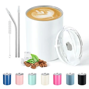 12 Oz Stainless Steel Tumbler With Lid And Straw Insulated Travel Coffee Mug Wit - Picture 1 of 7