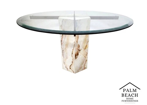 Italian Marble & Glass Dining Table MCM Cover