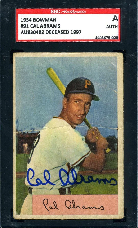 Cal Abrams SGC Signed 1954 Bowman Autograph - Image 1 of 1