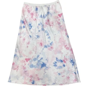 NWT French Connection White Sadie Tie Dye Satin Pull On Midi Skirt Size 8 Summer - Picture 1 of 9