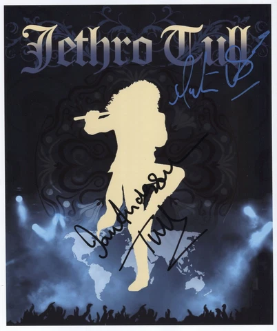 Jethro Tull Ian Anderson & Martin Barre Signed Photo Genuine In Person + COA Cover