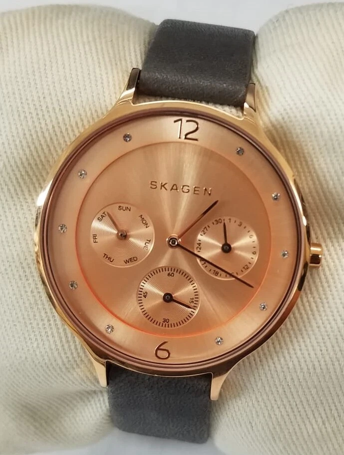 Reloj para mujer Skagen SKW2392 Anita esfera oro rosa correa de cuero multifunción Foto 1 de 1