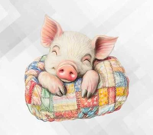 Nursery Sleeping Pig wall vinyl sticker decal eh967 - Picture 1 of 4