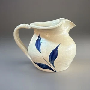 Williamsburg Pottery Factory Small Salt Glaze Stoneware Pitcher with Leaves - Picture 1 of 9